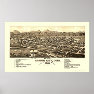 Canon City, CO Panorama Karte - 1882 Poster