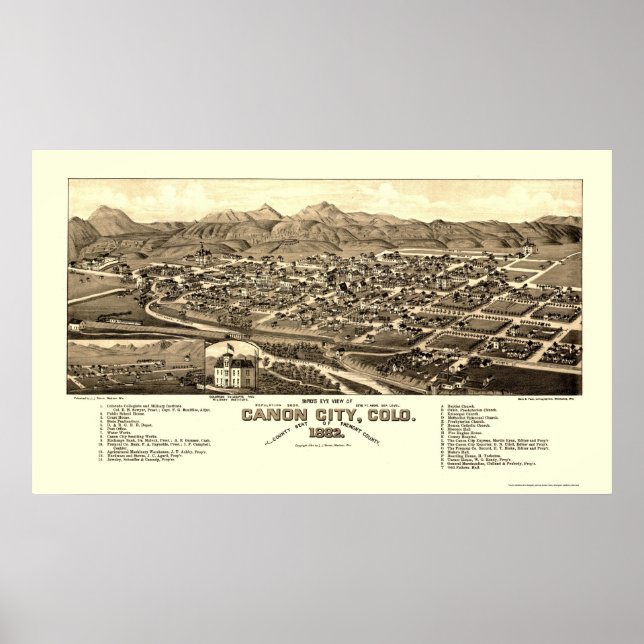 Canon City, CO Panorama Karte - 1882 Poster (Vorne)