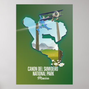 Canon del Sumidero, Mexiko Karte Poster