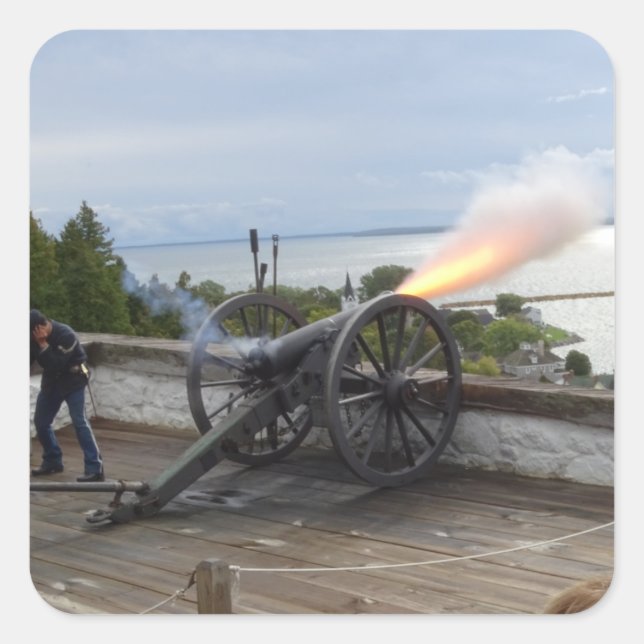Canon Firing Quadratischer Aufkleber (Vorderseite)