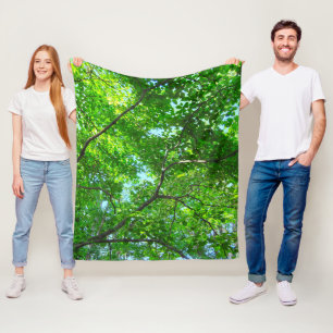 Canopy of Green, Leafy Branches with Blue Sky Fleecedecke