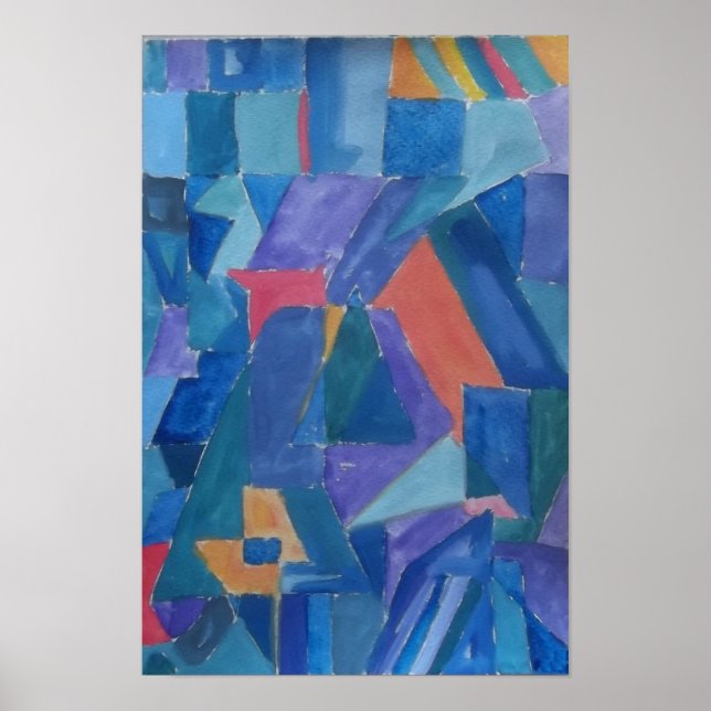 Canossa Cubist Houses on Blue Hills in Quebec Poster (Vorne)