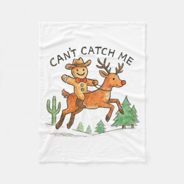 Can't Catch Me Cowboy Gingerbread Man Christmas  Fleecedecke (Vorderseite)