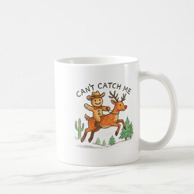 Can't Catch Me Cowboy Gingerbread Man Christmas  Kaffeetasse (Rechts)
