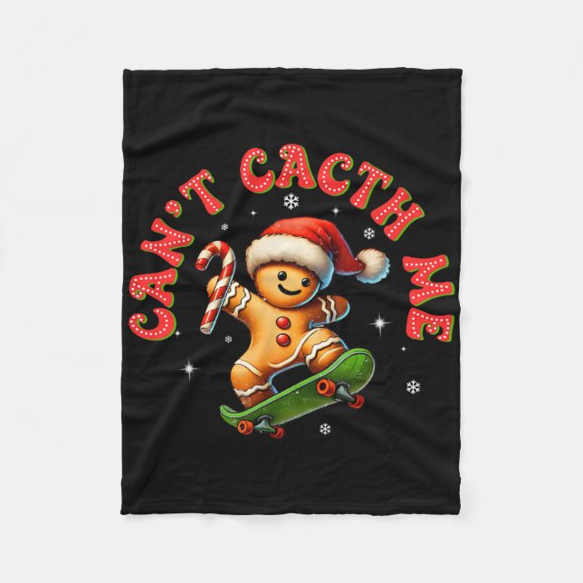 Can't Catch Me Groovy Christmas Gingerbread Man Bo Fleecedecke (Vorderseite)