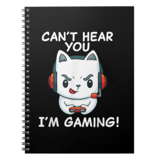 Cant Hear You Im Gaming | Cat Gamer-Geschenk Notizblock