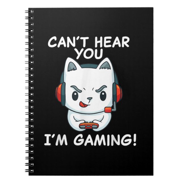 Cant Hear You Im Gaming | Cat Gamer-Geschenk Notizblock (Vorderseite)