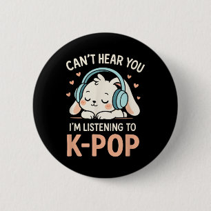 Cant Hear You - Niedlicher Rabbit Kawaii K-Pop Tee Button