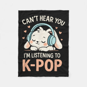 Cant Hear You - Niedlicher Rabbit Kawaii K-Pop Tee Fleecedecke