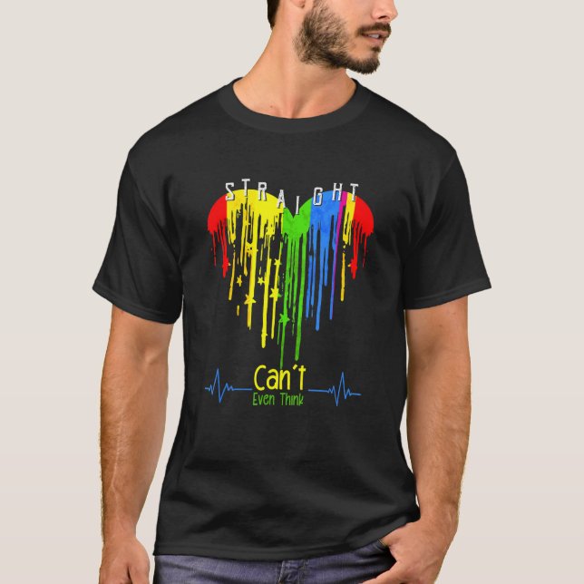 Cant selbst denken gerade schöne LGBT Gay Pride He T-Shirt (Vorderseite)