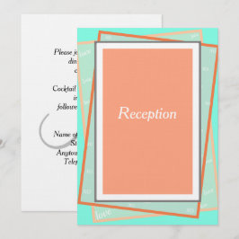 Cantaloupe Blue Geometric Monogram Empfang Einladung