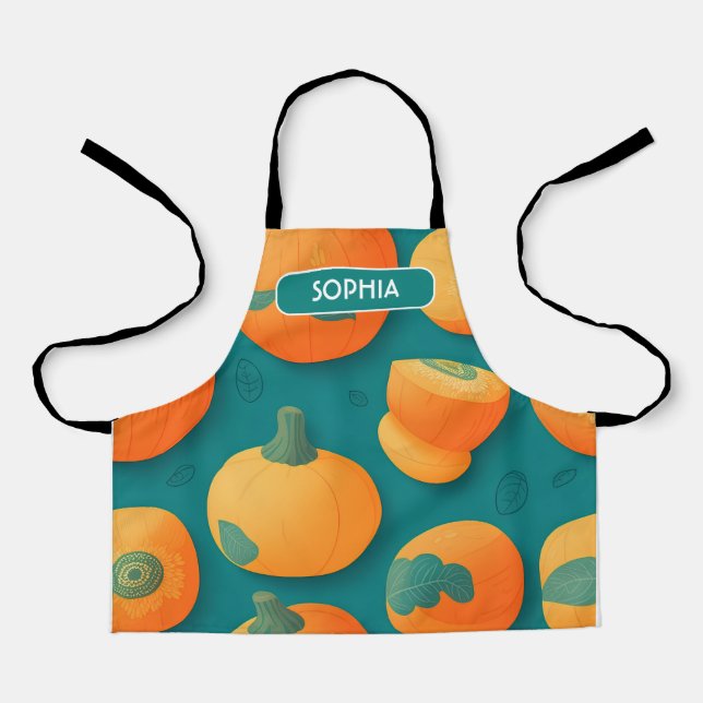 Cantaloupe floral farbenfrohe Personalisierte Must Schürze (Vorderseite)