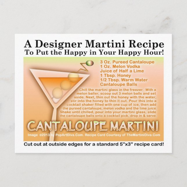 CANTALOUPE MARTINI REZIPE POSTCARD POSTKARTE (Vorderseite)