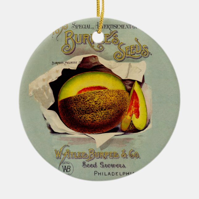 Cantaloupe Seed Advertising Antique Art Keramikornament (Vorne)