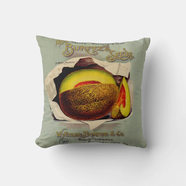 Cantaloupe Seed Advertising Art Antique Kissen (Vorderseite)