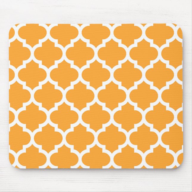 Cantaloupe White marokkanische Quatrefoil Muster # Mousepad (Vorne)