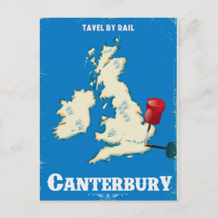 Canterbury Britische Inseln Vintages Bahnplakat Postkarte
