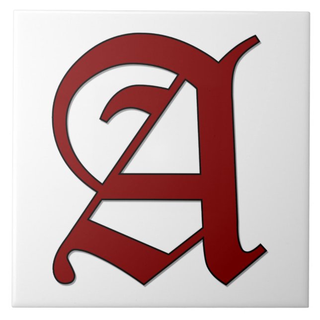 Canterbury Letter A in Red Monogram Tile Fliese (Vorderseite)