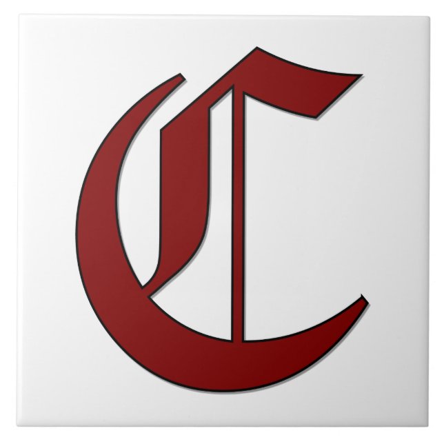 Canterbury Letter C in Roter Monogramm-Tile Fliese (Vorderseite)