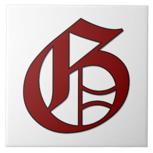 Canterbury Letter G in Roter Monogramm-Tile Fliese