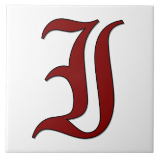 Canterbury Letter I in Red Monogram Tile Fliese