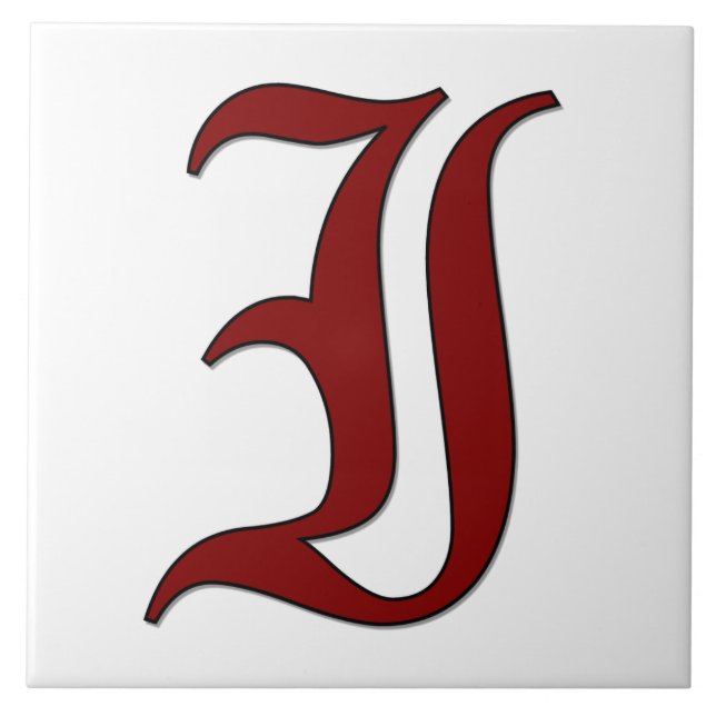 Canterbury Letter I in Red Monogram Tile Fliese (Vorderseite)