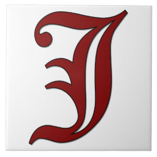 Canterbury Letter J in Roter Monogramm-Tile Fliese