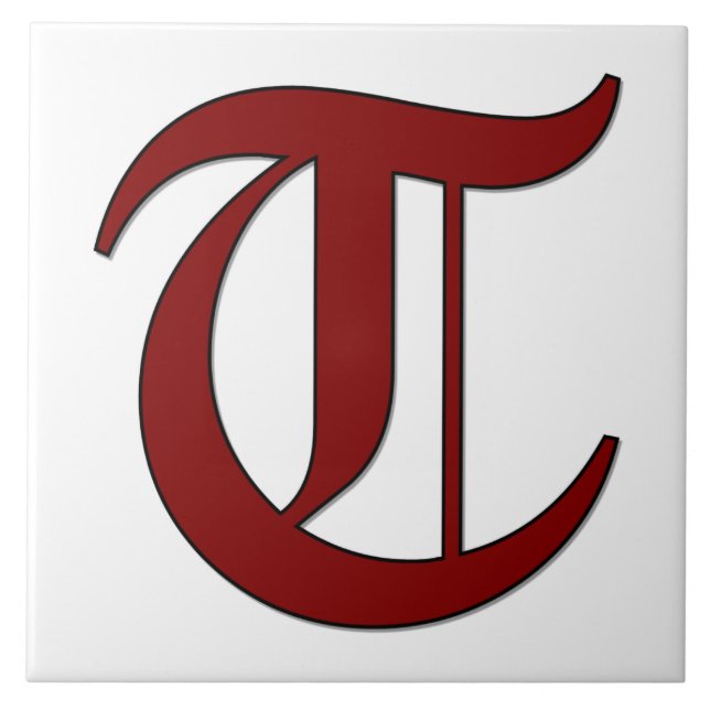 Canterbury Letter T in Roter Monogramm-Tile Fliese (Vorderseite)