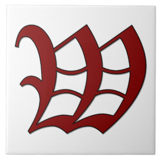 Canterbury Letter W in Red Monogram Tile Fliese