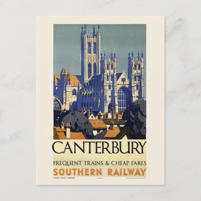 Canterbury UK Vintage Poster 1937 Postkarte (Vorderseite)