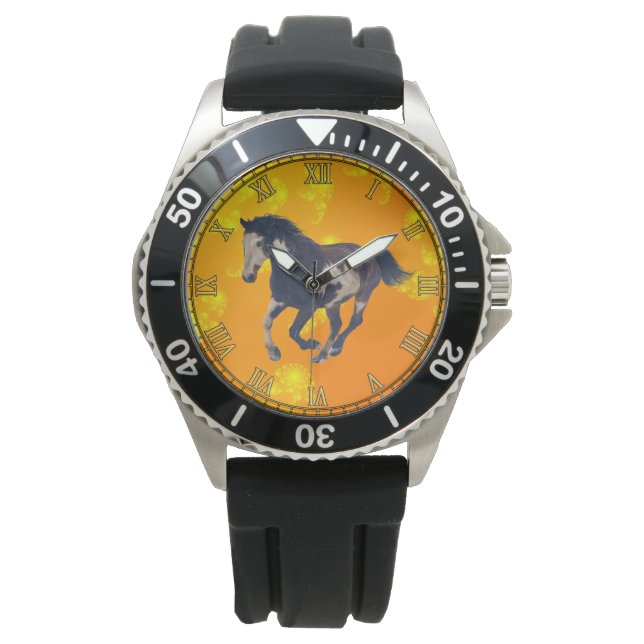 Cantering Pinto American Paint Horst Wristwatch Armbanduhr (Vorderseite)