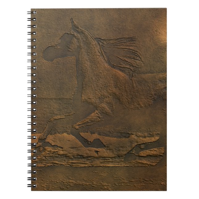 Cantering Wild Spirited Horse Imitats Leather-Effe Notizblock (Vorderseite)