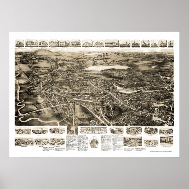 Canton, MA Panoramic Map - 1918 Poster (Vorne)