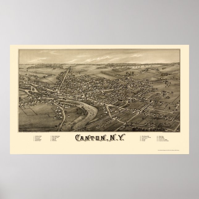 Canton, NY Panoramic Map - 1885 Poster (Vorne)