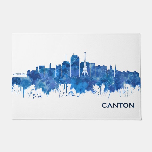 Canton Ohio Skyline Blue Fußmatte (Vorderseite)
