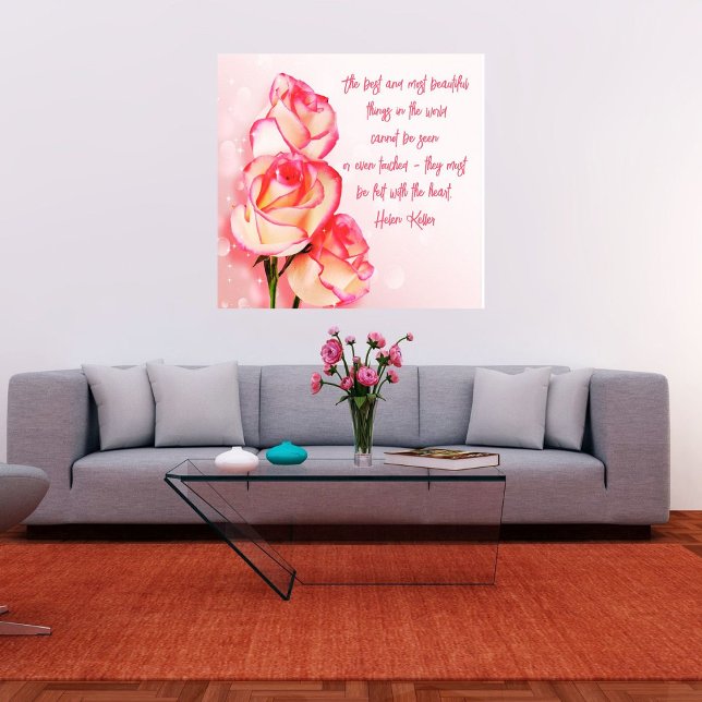Canvas Art Pink Roses Helen Keller Sprichwort Leinwanddruck (Von Creator hochgeladen)
