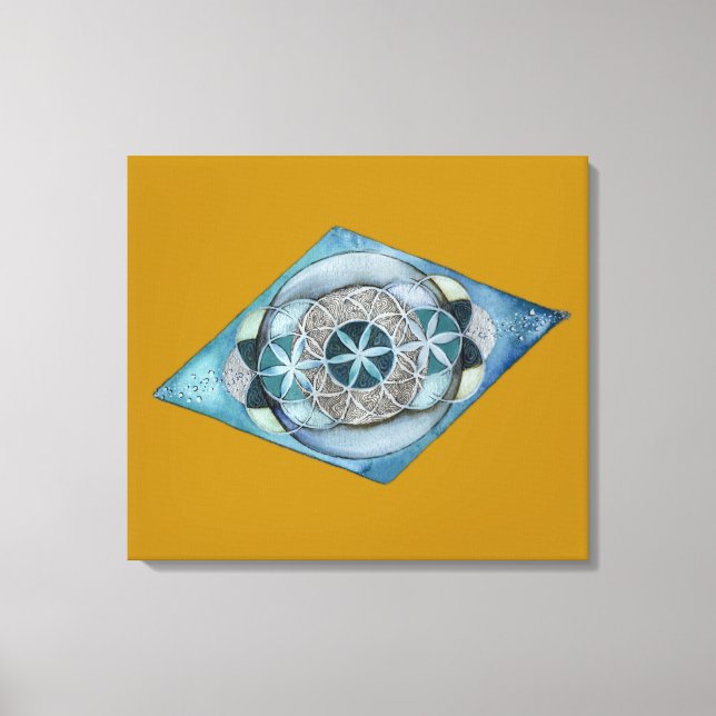 Canvas Atlantic Blue with Sacred Geometry Design  Leinwanddruck (Vorderseite)