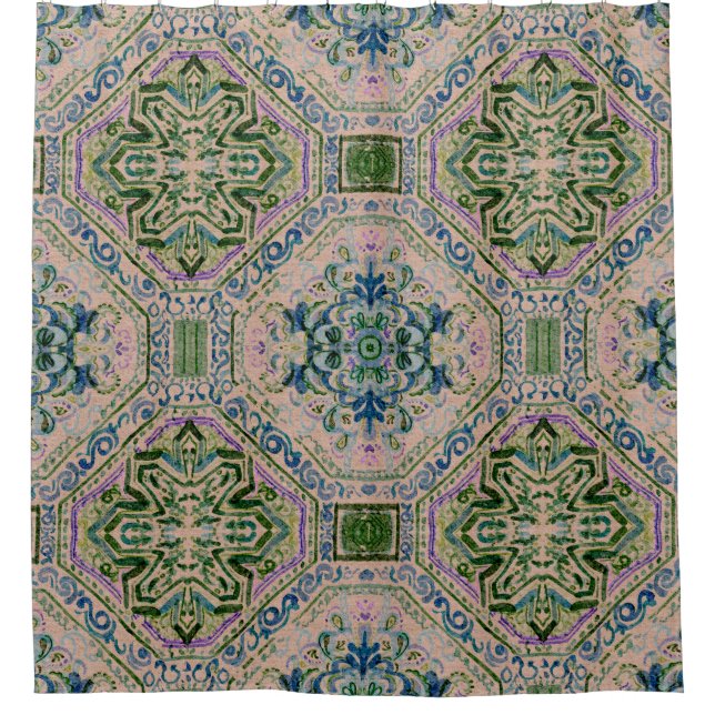 Canvas Green and Indigo  Duschvorhang (Vorderseite)