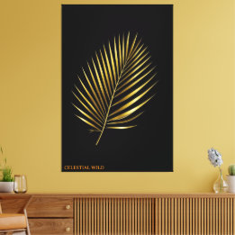 Canvas Majestic Golden Palm Frond Tropical Art Leinwanddruck