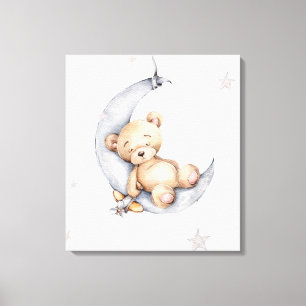 Canvas Print - Bärenschlaf auf dem Wappen Mond Leinwanddruck