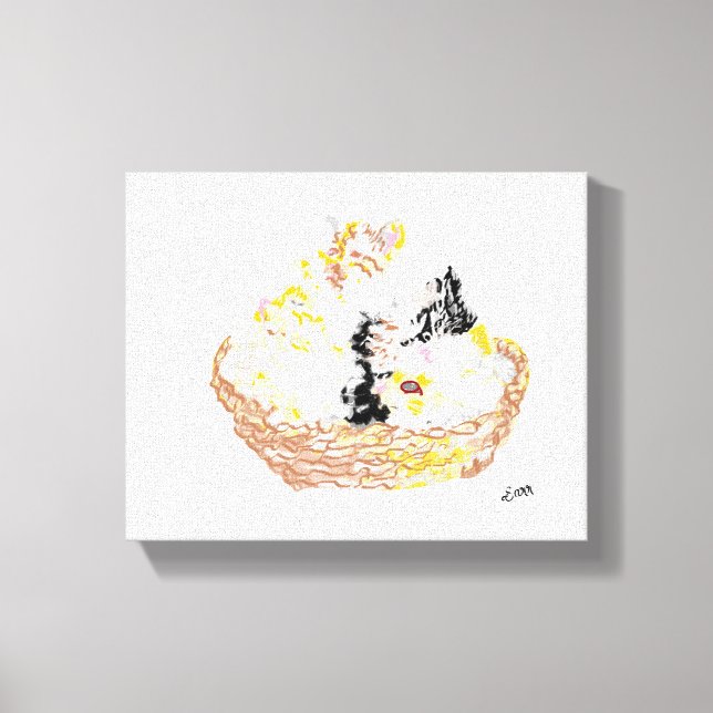 Canvas Print : Basketful of Kitten Leinwanddruck (Vorderseite)