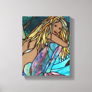 Canvas Print - bemalt Stain Glass Mermaid Leinwanddruck