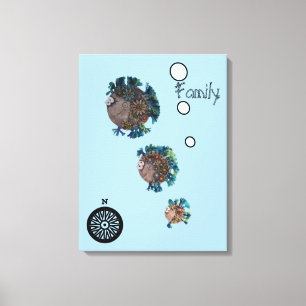Canvas Print - Blue and Green Fish Family Leinwanddruck