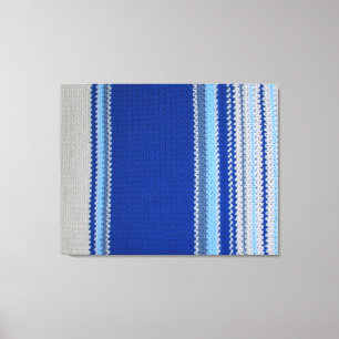 Canvas Print - Crochet Muster Blue Stripes Leinwanddruck