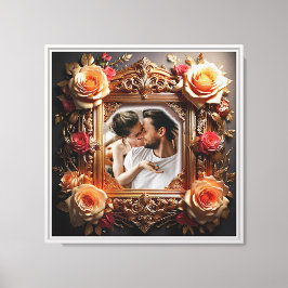 Canvas Print Foto Rahmen mit Vintagen Rose Leinwanddruck