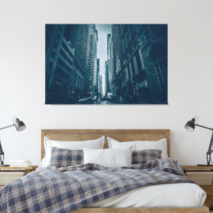 Canvas Print - Metropolis Blue Monochrome Leinwanddruck