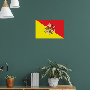 Canvas Print mit Flag Sizilien, Italien Poster