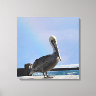 Canvas Print - Pelican on Pier (v.2) Leinwanddruck