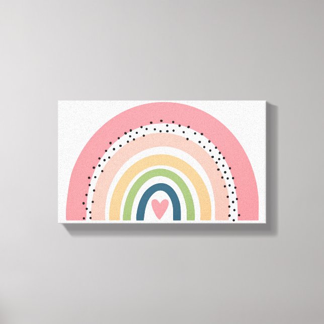 Canvas Print - Pink Rainbow Polka Dots Leinwanddruck (Vorderseite)