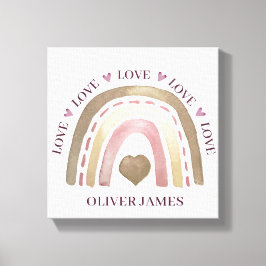 Canvas Print - Rainbow Hearts Gold Plum Leinwanddruck